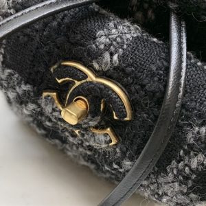Backpack Wool Tweed & Gold-Tone Metal Black & Gray - CB013