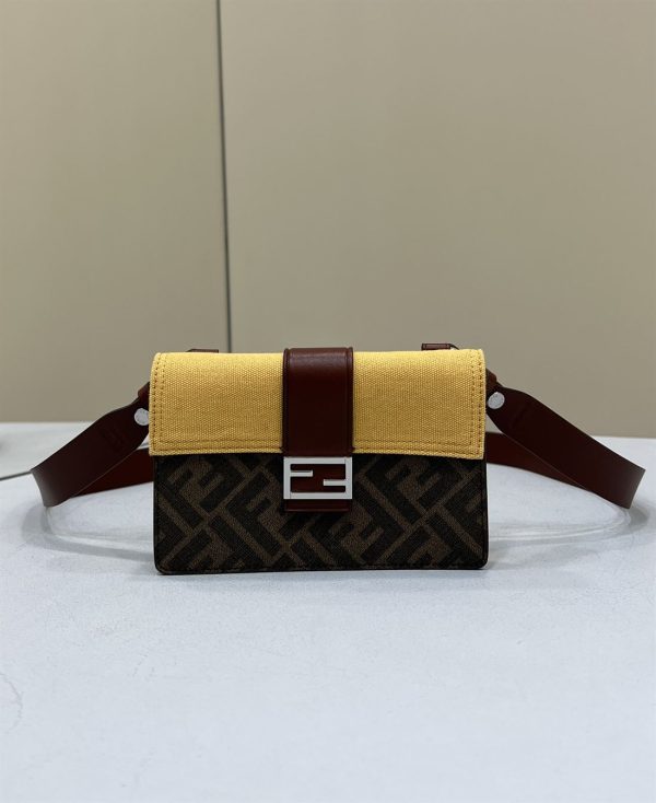 Baguette Pouch Brown fabric bag - FB031