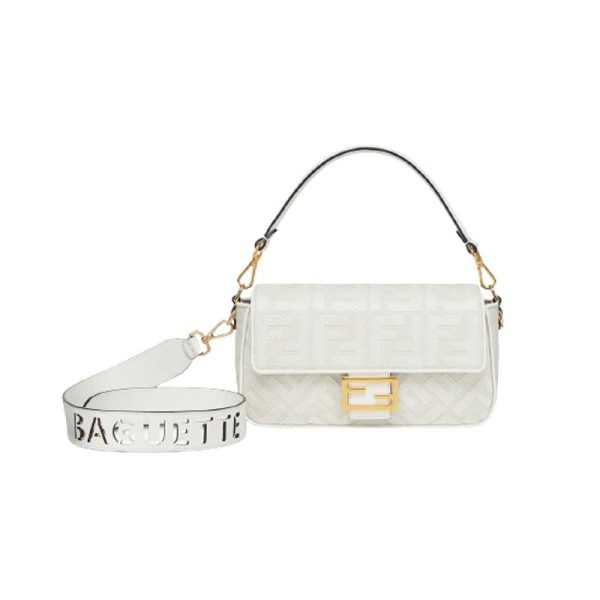 Baguette White FF canvas bag - FB023