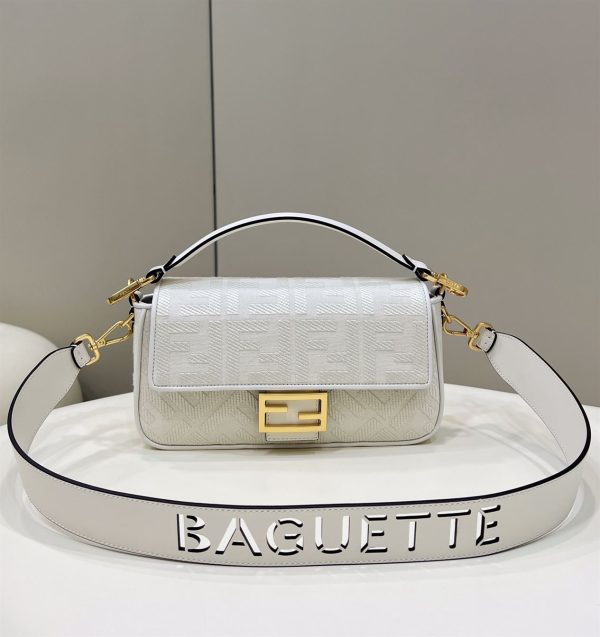 Baguette White FF canvas bag - FB023