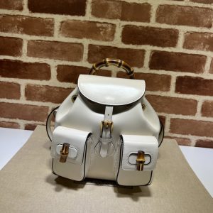 Bamboo backpack White leather - GB048