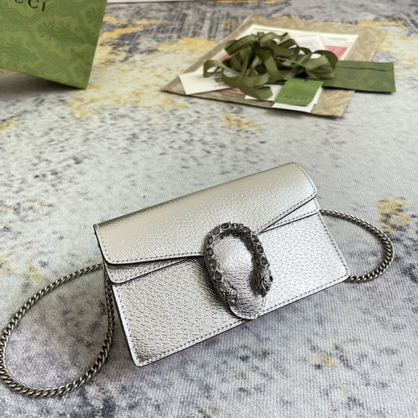 Dionysus super mini bag Silver lamé leather - GB047