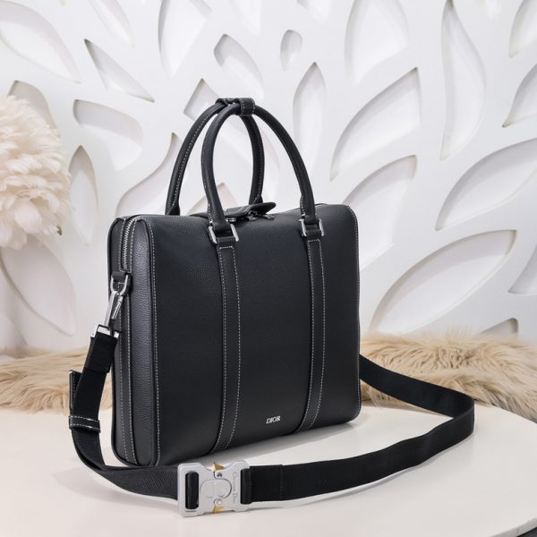 Dior Lingot Briefcase Black Grained Calfskin - DB017