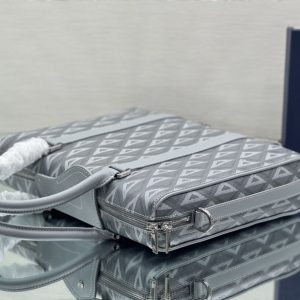 Dior Lingot Briefcase Gray Diamond Canvas and Smooth Calfskin - DB018