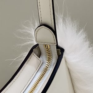 Fendi O’Lock Swing Camellia leather fox fur pouch - FB014