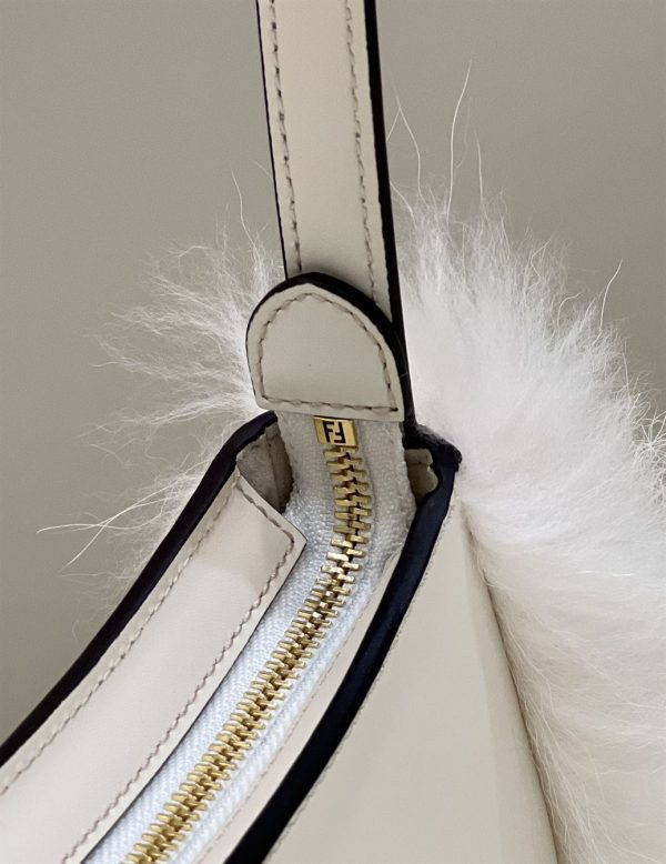 Fendi O’Lock Swing Camellia leather fox fur pouch - FB014