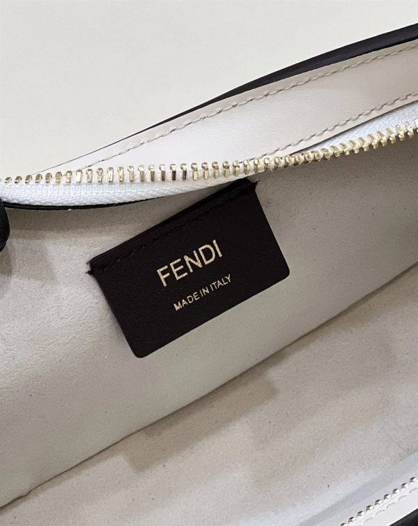 Fendi O’Lock Swing Camellia leather fox fur pouch - FB014