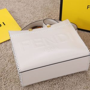 Fendi Sunshine Medium White leather shopper Bag - FB007