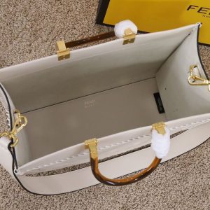 Fendi Sunshine Medium White leather shopper Bag - FB007