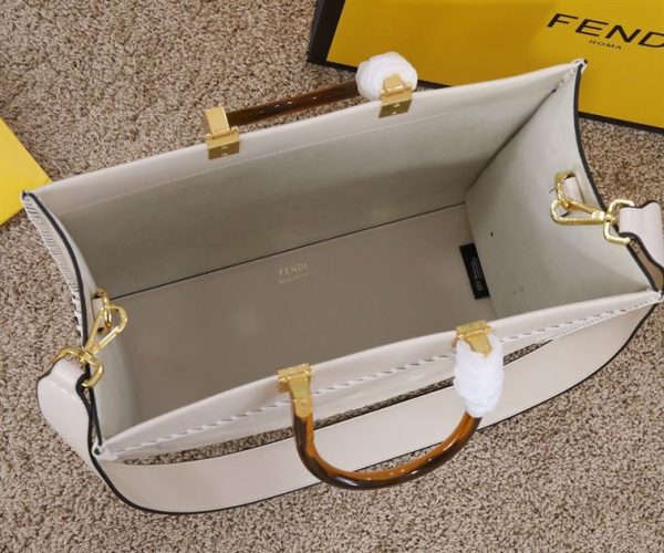 Fendi Sunshine Medium White leather shopper Bag - FB007