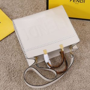 Fendi Sunshine Medium White leather shopper Bag - FB007