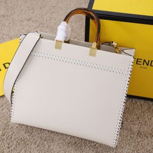 Fendi Sunshine Medium White leather shopper Bag - FB007