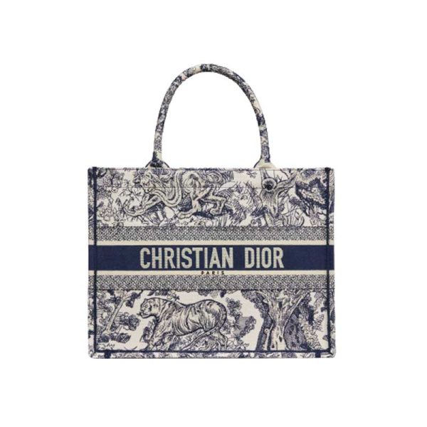 Large Dior Book Tote Blue Toile de Jouy Embroidery - DB004