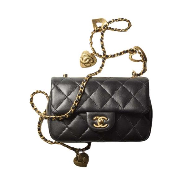 Mini Flap Bag Lambskin & Gold-Tone Metal Black - CB004