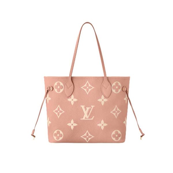 Neverfull MM tote bag Monogram Empreinte leather Pink