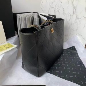 Shopping Bag Calfskin & Gold-Tone Metal Black - CB020