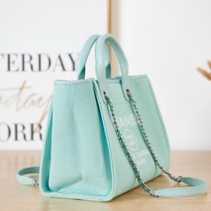 Small Shopping Bag Mixed Fibers Light Blue - CB005