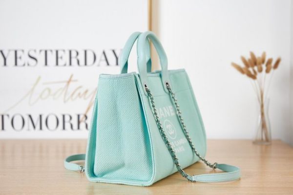 Small Shopping Bag Mixed Fibers Light Blue - CB005