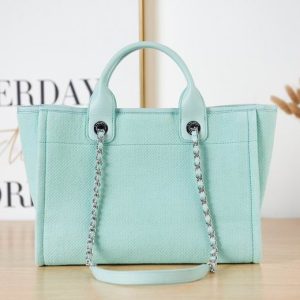 Small Shopping Bag Mixed Fibers Light Blue - CB005