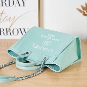 Small Shopping Bag Mixed Fibers Light Blue - CB005