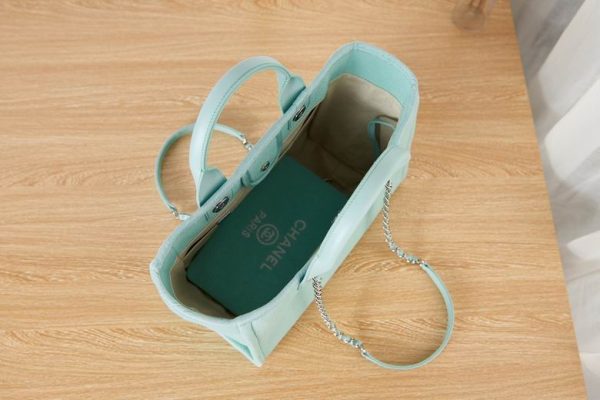 Small Shopping Bag Mixed Fibers Light Blue - CB005