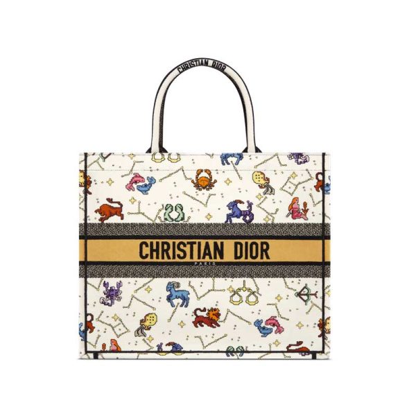 The Dior Book Tote latte multicolor Dior Pixel Zodiac - DB005