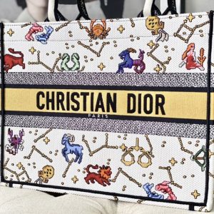 The Dior Book Tote latte multicolor Dior Pixel Zodiac - DB005