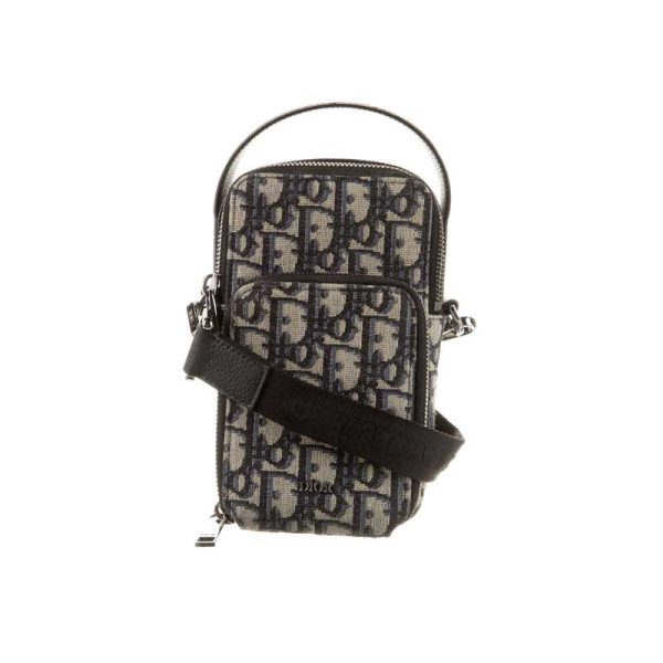 Micro Rider Pouch Beige and Black Dior Oblique Jacquard - DB021