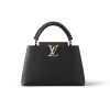 Capucines MM handbag Black Taurillon leather Etain Metallic Gray - LB035