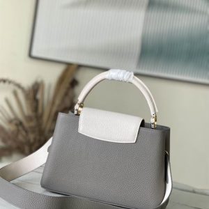 Capucines MM handbag Steeple Gray Greige Taurillon leather - LB039
