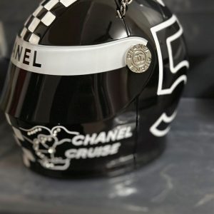 Helmet Minaudiere Black & White Resin, Strass & Silver-Tone Metal - CB024