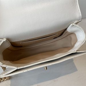 Messenger Bag Grained Calfskin & Gold-Tone Metal White - CB021