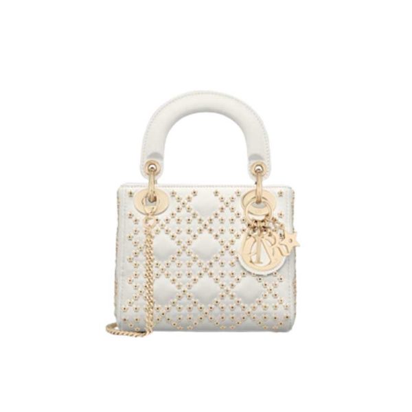 Mini Lady Dior Bag Latte Lucky Star Cannage Lambskin - DB035