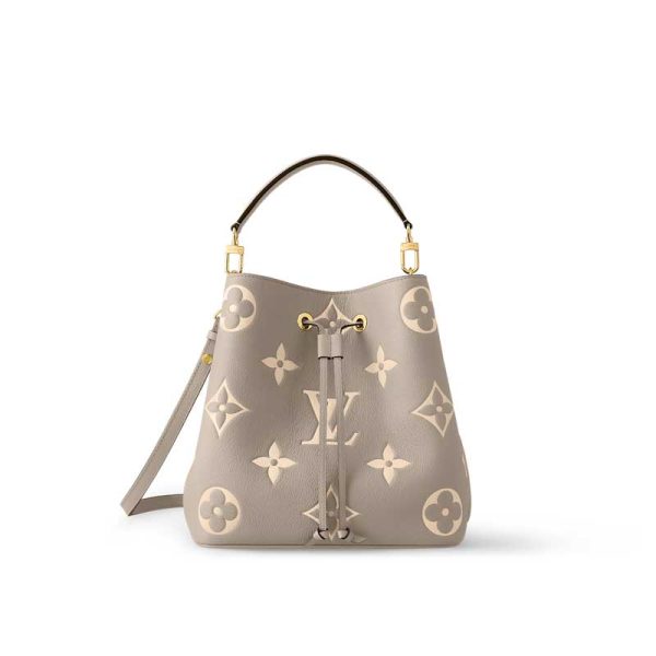 NéoNoé MM bucket bag Tourterelle Gray Cream cowhide leather - LB055