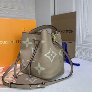 NéoNoé MM bucket bag Tourterelle Gray Cream cowhide leather - LB055