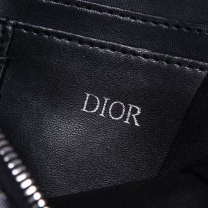 Pouch with shoulder strap Beige and Black Dior Oblique Jacquard - DB048