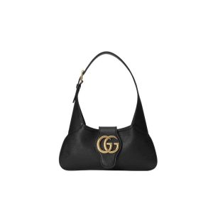 Aphrodite small shoulder bag Black soft leather Moiré lining - GB113