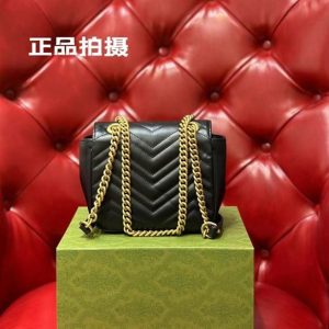 GG Marmont Matelassé mini tote bag Black chevron leather - GB148