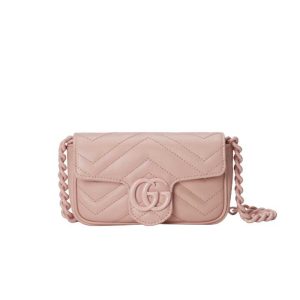 GG Marmont belt bag Light pink chevron matelassé leather