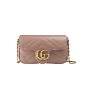GG Marmont leather super mini bag Dusty pink matelassé chevron - GB162