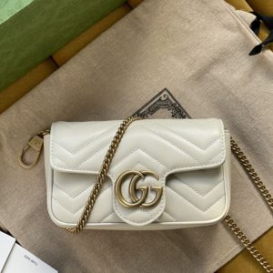 GG Marmont leather super mini bag White matelassé chevron - GB162