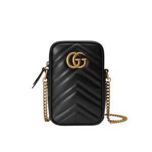 GG Marmont mini bag Black matelassé chevron leather - GB159