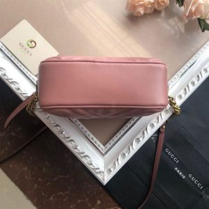 GG Marmont mini shoulder bag Dusty pink matelassé chevron leather - GB147