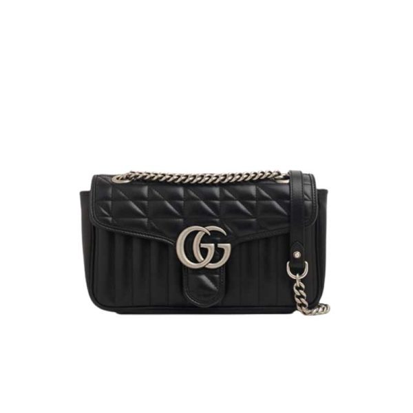 GG Marmont small shoulder bag Black matelassé leather - GB150