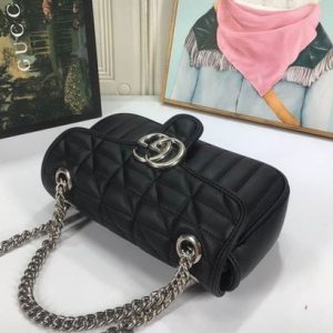 GG Marmont small shoulder bag Black matelassé leather - GB150