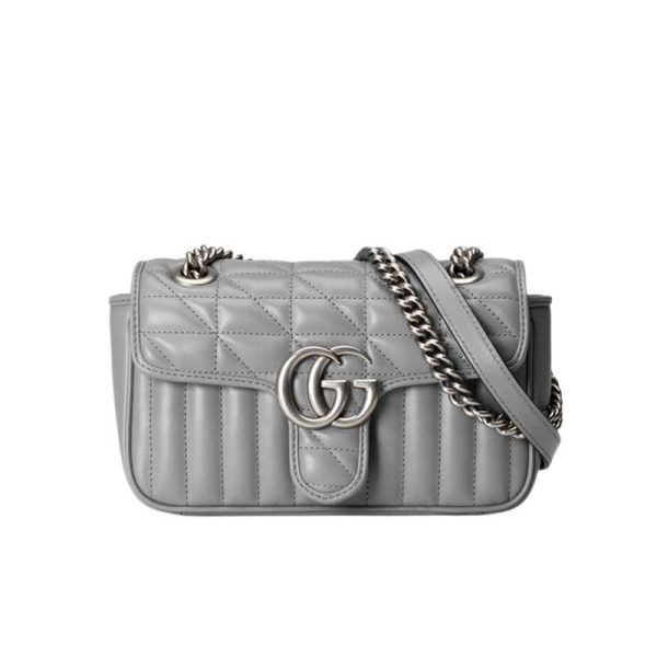 GG Marmont small shoulder bag Dark grey matelassé leather - GB153