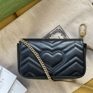 GG Marmont super mini bag Black matelassé chevron leather - GB163