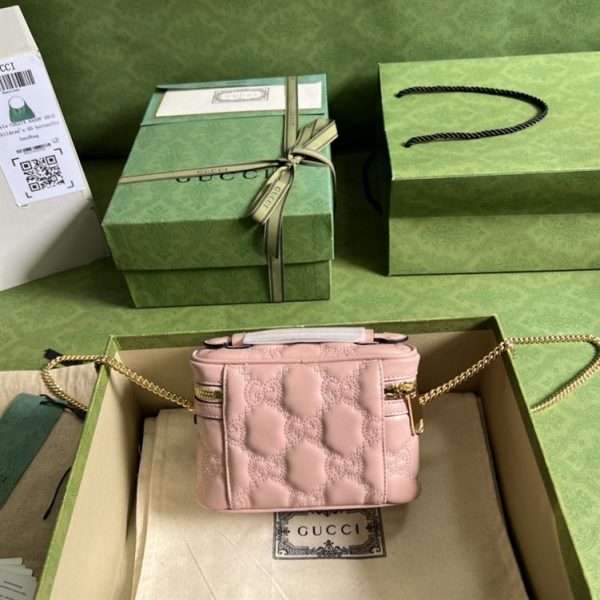 GG Matelassé top handle mini bag Light pink leather - GB131
