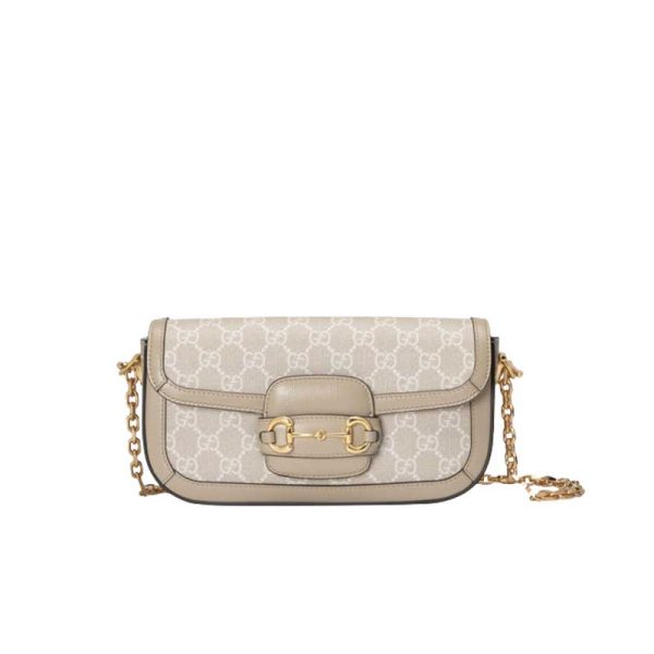 Gucci Horsebit 1955 shoulder bag Beige white GG Supreme canvas - GB126