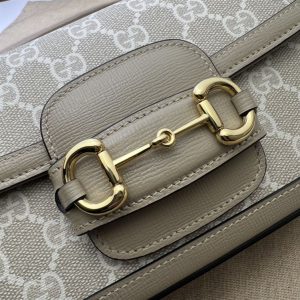 Gucci Horsebit 1955 shoulder bag Beige white GG Supreme canvas - GB126